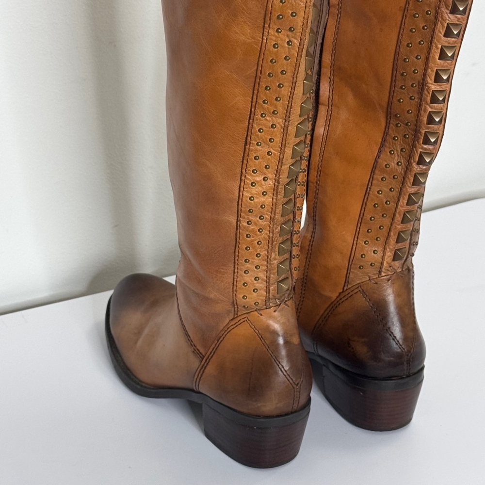Vince Camuto Bollo Knee-High Brown Leather Studded Riding Boots Wm Sz 7.… - Picture 8 of 11